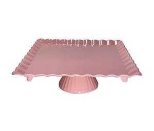 BOLEIRA QUADRADA ROSA BEBE 24X24X8CM UNIDADE