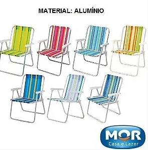 CADEIRA PRAIA ALTA ALUMINIO - CORES SORTIDA