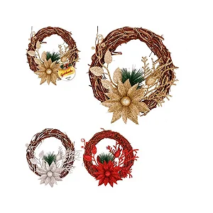 GUIRLANDA DECORADA GOLDEN 15CM VERMELHA, PRATA, DOURADA
