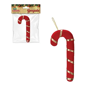 ENFEITE BENGALA VERMELHA 17X7X2CM