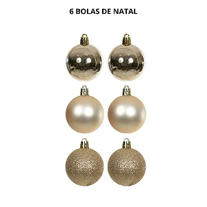 BOLAS DE NATAL CHAMPANHE 7CM C/6 UND