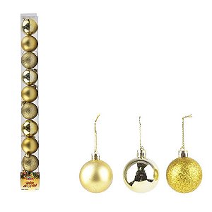 BOLAS DE NATAL DOURADA 5CM C/10 UND
