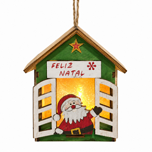 ENFEITE CASINHA DE NATAL MDF COM LED 8CM UNIDADE