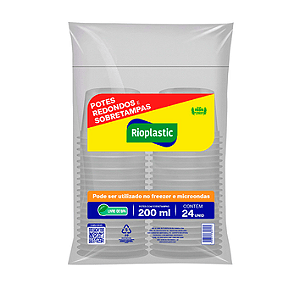 KIT 200ML POTE REDONDO SOBRETAMPA C/24 UND