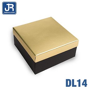 CAIXA 21X21X8,5CM TAMPA DOURADA LAMINADO FUNDO PRETO