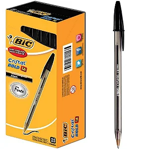 CANETA BIC CRISTAL PRETA CX C/50 UND