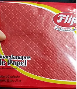 GUARDANAPO 20X21 VERMELHO C/50 UND