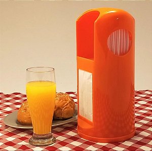 PORTA GUARDANAPO / CANUDO BI-UTIL COR LARANJA