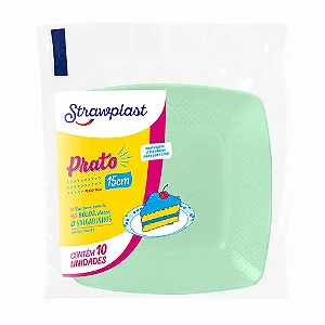 PRATO ACRILICO 15CM VERDE CANDY QUADRADO C/10 UND