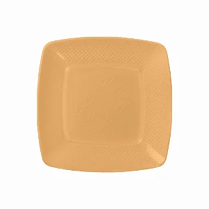PRATO ACRILICO 15CM LARANJA CANDY QUADRADO C/10 UND