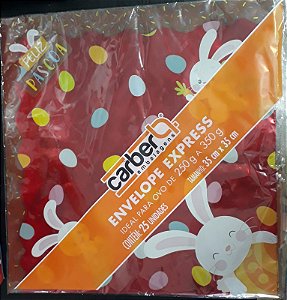 ENVELOPE METALIZADO OVO PASCOA VERMELHO 35X35 C/25 UND