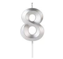 VELA MINI DESIGN PRATA NUMERO 8