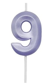 VELA MINI DESIGN LILAS NUMERO 9