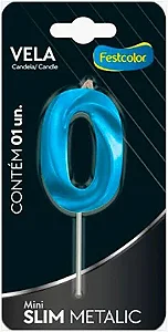 VELA MINI DESIGN AZUL NUMERO 0