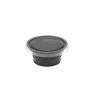 D695 POTE REDONDO PARA MOLHOS 30ML BASE PRETA TAMPA CRISTAL C/700 UND
