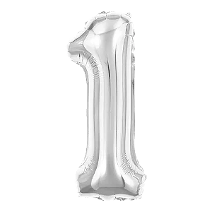 BALAO METALIZADO PRATA 100CM N.1