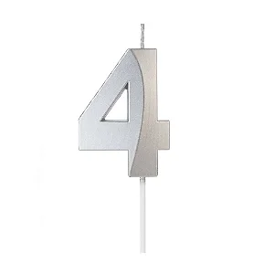 VELA MINI DESIGN PRATA NUMERO 4