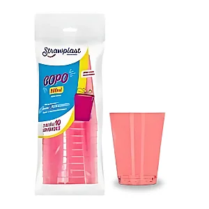 COPO ACRILICO 200ML ROSA C/10 UND