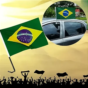 BANDEIRA DO BRASIL PARA CARRO COM HASTE 30x45CM