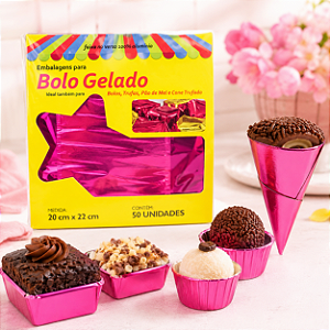 EMBALAGEM BOLO GELADO PINK 20X22 C/50 UND