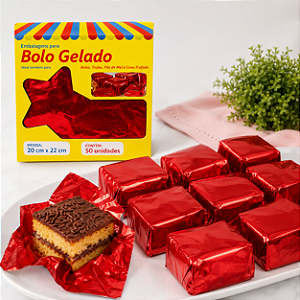 EMBALAGEM BOLO GELADO VERMELHO 20X22 C/50 UND