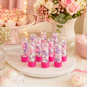 TUBETE PEQUENO COM TAMPA PINK C/10 UND