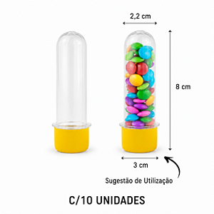TUBETE PEQUENO COM TAMPA AMARELA C/10 UND