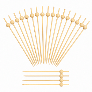 PALITO EM BAMBU PARA PETISCOS BOLINHAS NEUTRAS 12CM C/20 UND