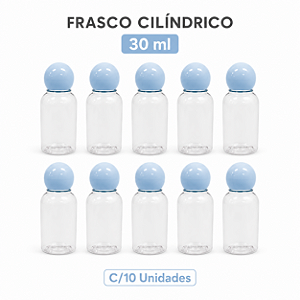 FRASCO CILINDRICO COM TAMPA REDONDA AZUL BEBE 30ML C/10 UND