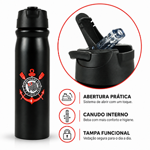 GARRAFA SQUEEZE DE ALUMINIO TIME CORINTHIANS 650ML