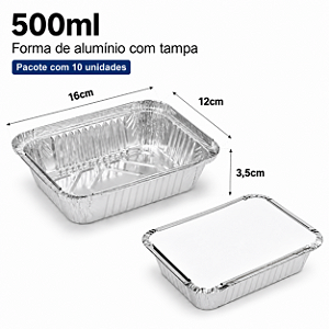 BANDEJA RETANGULAR M120 COM TAMPA 500ML C/10 UND