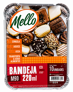 BANDEJA RETANGULAR M90 COM TAMPA 220ML C/10 UND
