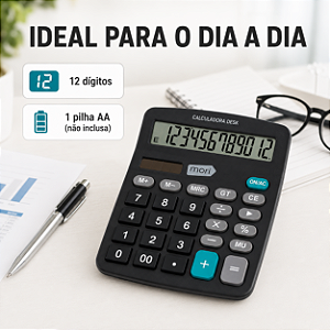 CALCULADORA DESK MORI PRETA COM 12 DIGITOS