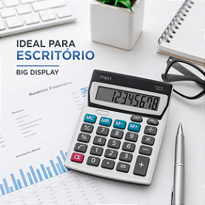 CALCULADORA BIG DISPLAY MORI PRATA COM 8 DIGITOS