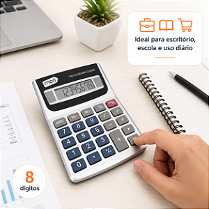 CALCULADORA CLASSIC MORI PRATA COM 8 DIGITOS