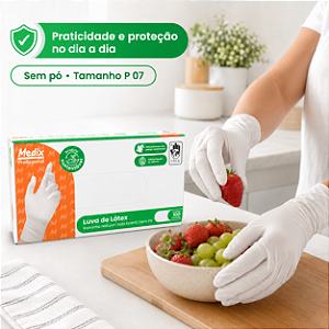LUVA LATEX NAO SAUDE SEM PO TAMANHO P C/100 UND CA 51058