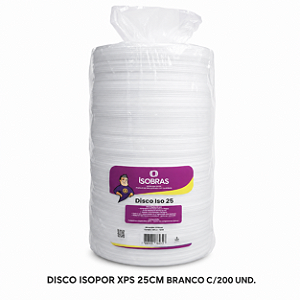 DISCO ISOPOR XPS 25CM BRANCO C/200 UND