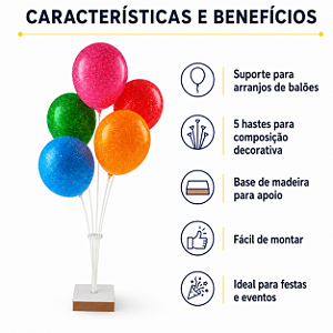 VARETA SUPORTE BALOES COM 5 HASTES - 604021
