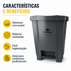 LIXEIRA 50 LITROS CINZA COM PEDAL PERFECT