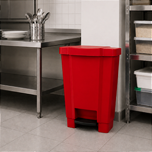 LIXEIRA 50 LITROS VERMELHA COM PEDAL PERFECT