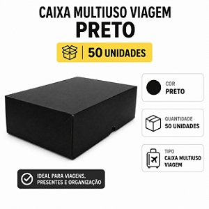 CAIXA MULTIUSO VIAGEM PRETO COM 50 UNIDADES
