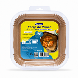 FORRO QUADRADO PAPEL PARA AIR FRYER COM 25 UNIDADES