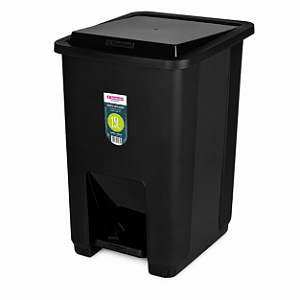 LIXEIRA PLASTICA 15 LITROS COM PEDAL PRETA SANREMO