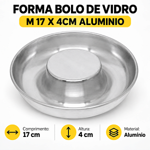 FORMA BOLO DE VIDRO M 17 X 4CM ALUMINIO