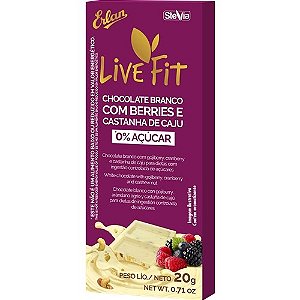 TABLETE CHOCOLATE BRANCO C/BERRIES E CASTANHA CAJU ZERO AÇUCAR 20G UND