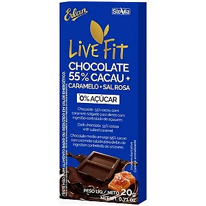 TABLETE CHOCOLATE 55% CACAU C/CARAMELO SALGADO ZERO AÇUCAR 20G UNIDADE