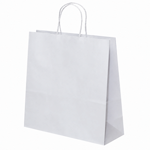 SACOLA PAPEL KRAFT BRANCA 30,5X11,5X38 COM 10 UNIDADES