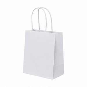 SACOLA PAPEL KRAFT BRANCA 13,5X8X21CM COM 10 UNIDADES