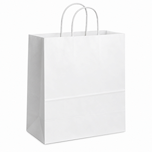 SACOLA PAPEL KRAFT BRANCA 32X20X34 COM 10 UNIDADES
