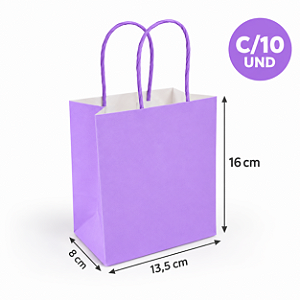 SACOLA PAPEL KRAFT LILAS 13,5X8X16CM C/10 UND